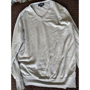 Jos A Bank Men's Stone Gray Merino Wool V-Neck Sweater  Large